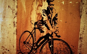クリエイティブ絵画、自転車、壁 HDの壁紙