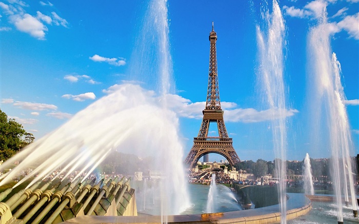 エッフェル塔、フランス、パリ、噴水、水 壁紙 ピクチャー