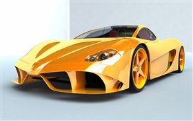 フェラーリ黄色のスーパーカーのフロントビュー HDの壁紙