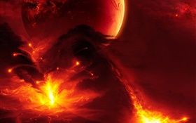 燃えるような惑星、噴火炎 HDの壁紙