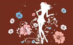 花の女の子、ベクトルデザイン HDの壁紙