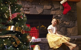 クリスマスの日に幸せな少女 HDの壁紙