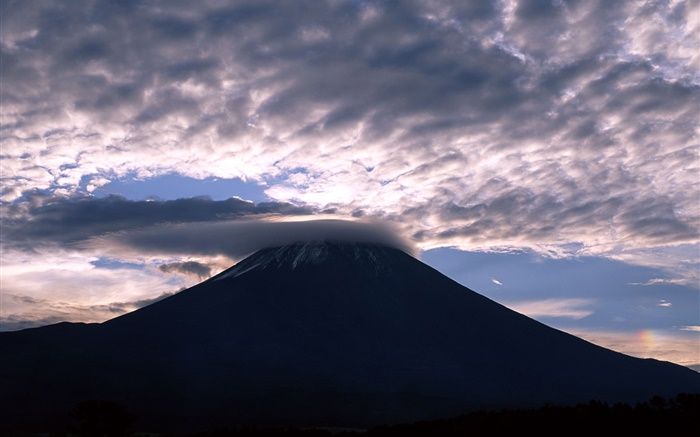 日本、富士山、雲、夕暮れ 壁紙 ピクチャー