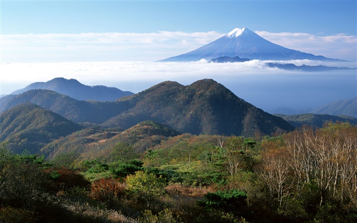 日本の自然の風景、富士山、山、雲 壁紙 ピクチャー