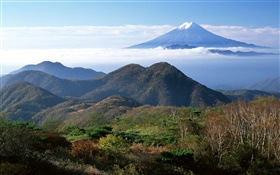 日本の自然の風景、富士山、山、雲 HDの壁紙