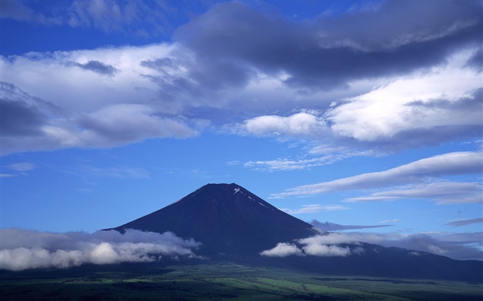 日本の自然の風景、富士山、青空、雲 壁紙 ピクチャー