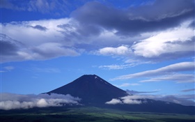 日本の自然の風景、富士山、青空、雲