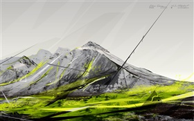 山、緑の色、創造的な写真 HDの壁紙