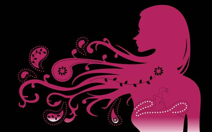 ピンクスタイルの少女、ヘアフライング、ベクトル創造的なデザイン 壁紙 ピクチャー