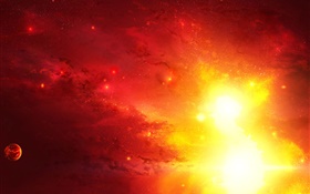 空間内の赤色光、超新星 HDの壁紙