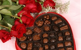 ロマンチックな贈り物、バラとチョコレート
