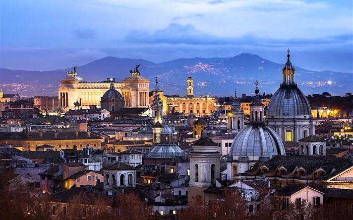 ローマ、バチカン市国、イタリア、都市、住宅、夜 壁紙 ピクチャー