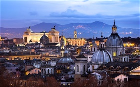 ローマ、バチカン市国、イタリア、都市、住宅、夜 HDの壁紙