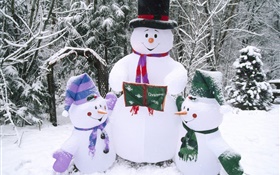 雪だるま、雪、冬、クリスマス HDの壁紙