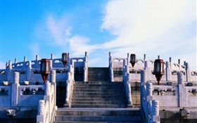 階段、雲、北京紫禁城