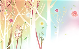 木、花、春、ベクトルのデザイン HDの壁紙