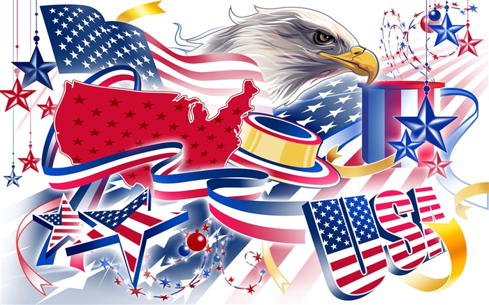 米国独立記念日、休日をテーマにした絵、ベクター設計 壁紙 ピクチャー