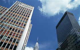 アメリカ、ニューヨーク市、建物、ビュートップ、雲 HDの壁紙