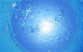 水中、青い海、水バブル、日、モルディブ HDの壁紙