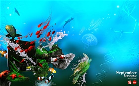 水中、海、魚、モニター、DNA、創造的なデザイン HDの壁紙