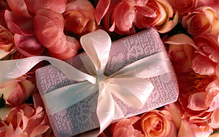 バレンタインデーの贈り物は、花をバラ 壁紙 ピクチャー