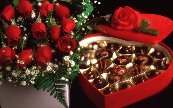 バレンタインデーの贈り物、甘いチョコレート 壁紙 ピクチャー