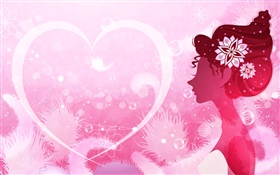 ベクター設計の女の子、ピンクスタイル、愛のハート HDの壁紙