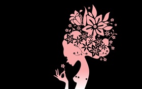 ベクトルの女の子、セクシーな髪、花、 HDの壁紙
