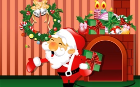 ベクタ画像、クリスマス、サンタ、ギフト、キャンドル HDの壁紙