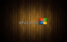 Windows 8のシステムのロゴ、木材の背景