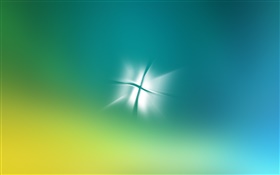 Windowsロゴ、まぶしさ、緑と青の背景