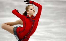 ユリア・リプニツカヤ、フィギュアスケート、赤いドレス HDの壁紙