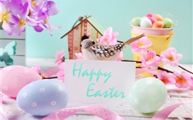 ハッピーイースター、花、卵、装飾、春 HDの壁紙