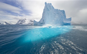 氷山、青い海、霜、水
