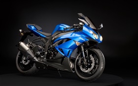 カワサキ・ニンジャZX-6Rオートバイ、青と黒 HDの壁紙