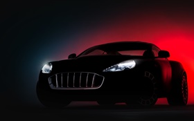 ジュネーブのモーターショー、黒スーパーカー、赤、背景 HDの壁紙