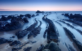 海、海岸、石、岩、夜明け HDの壁紙