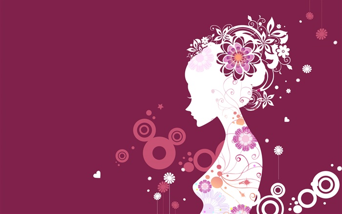 紫の背景、ベクトルの女の子、創造的なデザイン 壁紙 ピクチャー