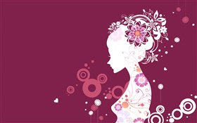 紫の背景、ベクトルの女の子、創造的なデザイン HDの壁紙