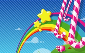 虹、星、キャンディー、ベクトル画像 HDの壁紙