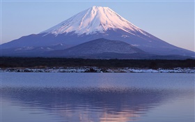 海、水の反射、富士山、日本
