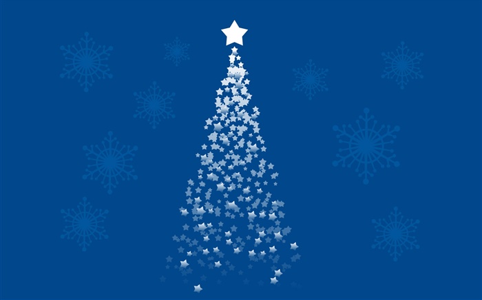 スタークリスマスツリー、青の背景、芸術写真 壁紙 ピクチャー