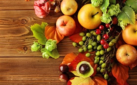 静物、収穫、フルーツ、リンゴ、ベリー、秋