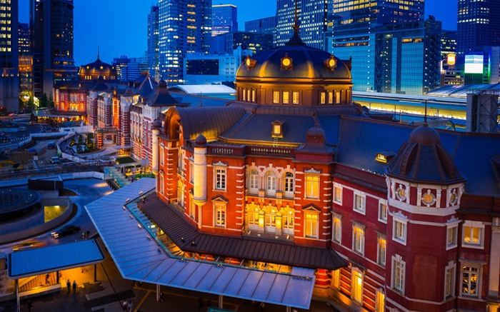 東京、丸の内、日本、都市の夜、建物 壁紙 ピクチャー