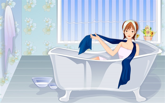 お風呂に準備ができてベクトルの女の子 壁紙 ピクチャー