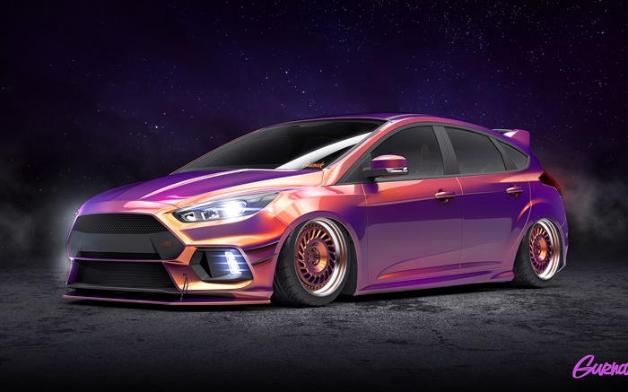 フォードフォーカスは、紫色の車をRS 壁紙 ピクチャー