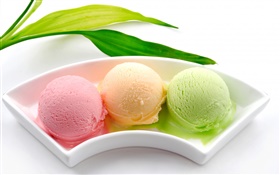 アイスクリームボール、カラフル、ピンク、オレンジ、緑
