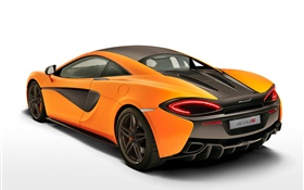 マクラーレン570Sクーペオレンジ色のスーパーカー背面図