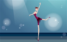 紫色のドレスの少女の美しいダンス、ベクトル画像 HDの壁紙
