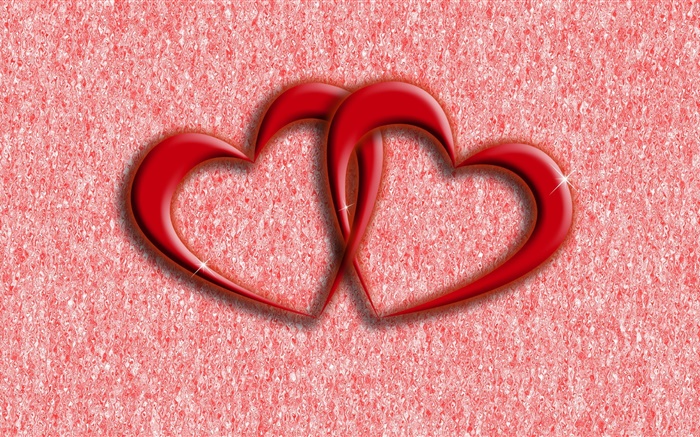 2つの赤い愛の心、抽象的な背景 壁紙 ピクチャー